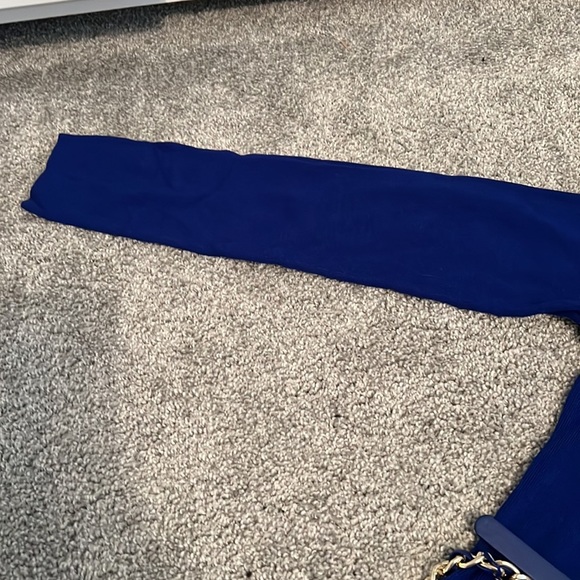 INC dark blue chic turtleneck sweater dress with gold chain belt size medium - Picture 3 of 5